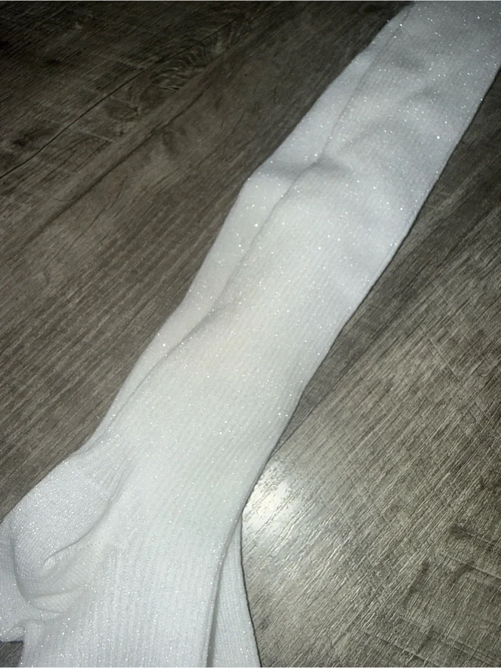 Maria La Rosa White Ribbed Metallic/Sparkle Knee-High Socks